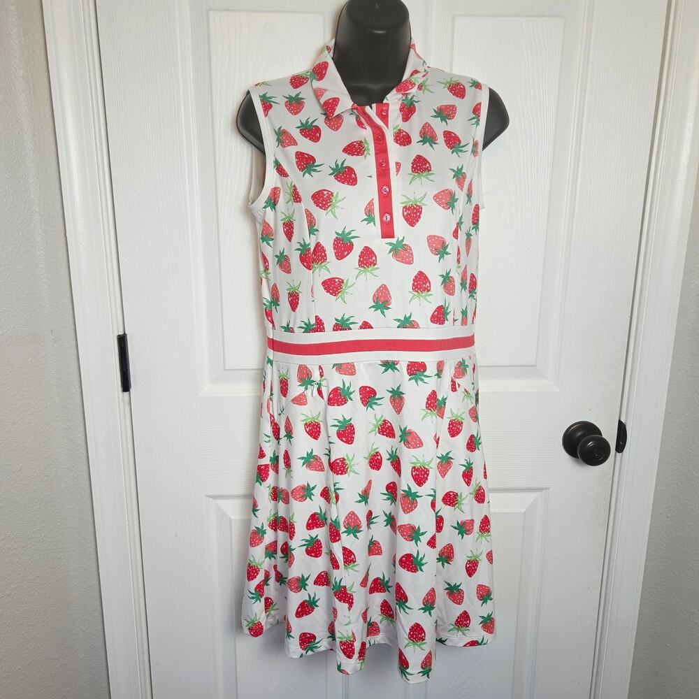 Callaway Dress Womens Small White Strawberry Golf Sleeveless Collared Pockets
